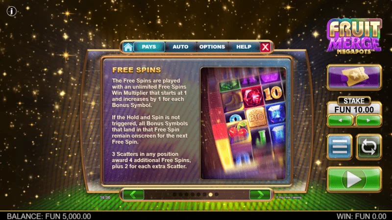 Fruit Merge Megapots - upplýsingar um Free Spins og margfaldara