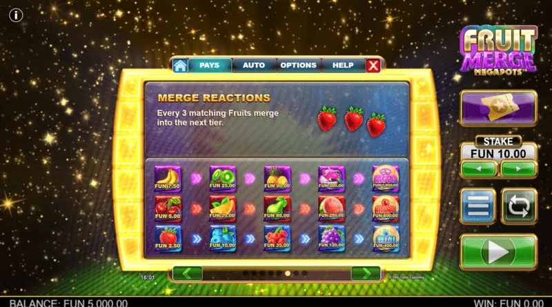 Fruit Merge Megapots - samruni ávaxta í Hold and Spin